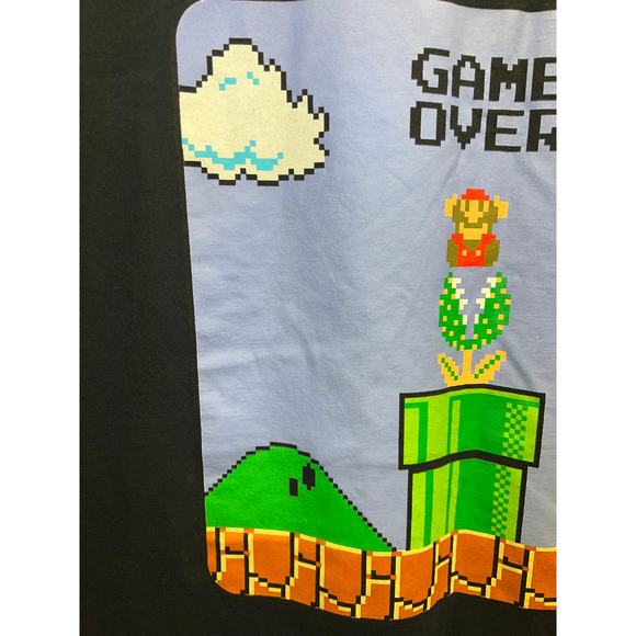 Super Mario bros Shirt Game Over Nintendo Video Game Graphic Balck tee 2XL - Picture 3 of 8
